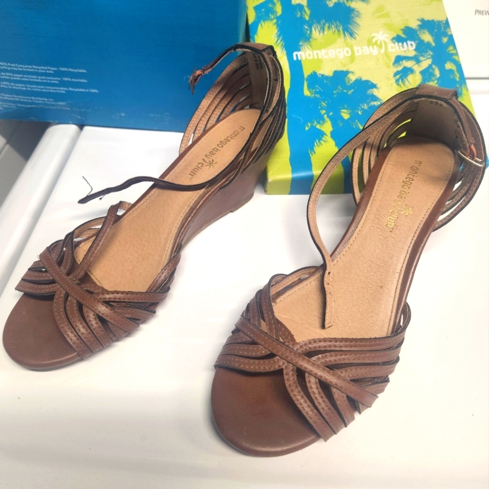 Montego Bay Club - Brown Wedge Sandals